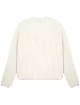 Sunspel Cotton Boxy Crew Neck Sweater Off White