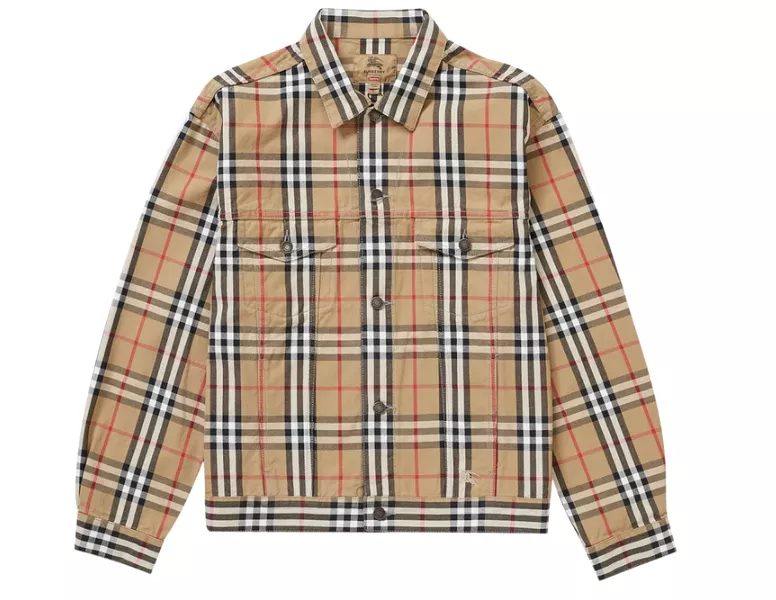 Supreme Burberry Denim Trucker Jacket Beige