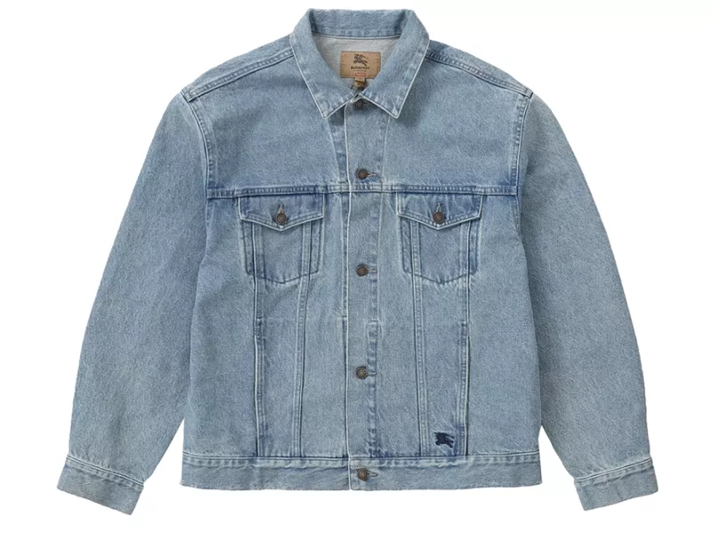 Supreme Burberry Denim Trucker Jacket Washed Blue