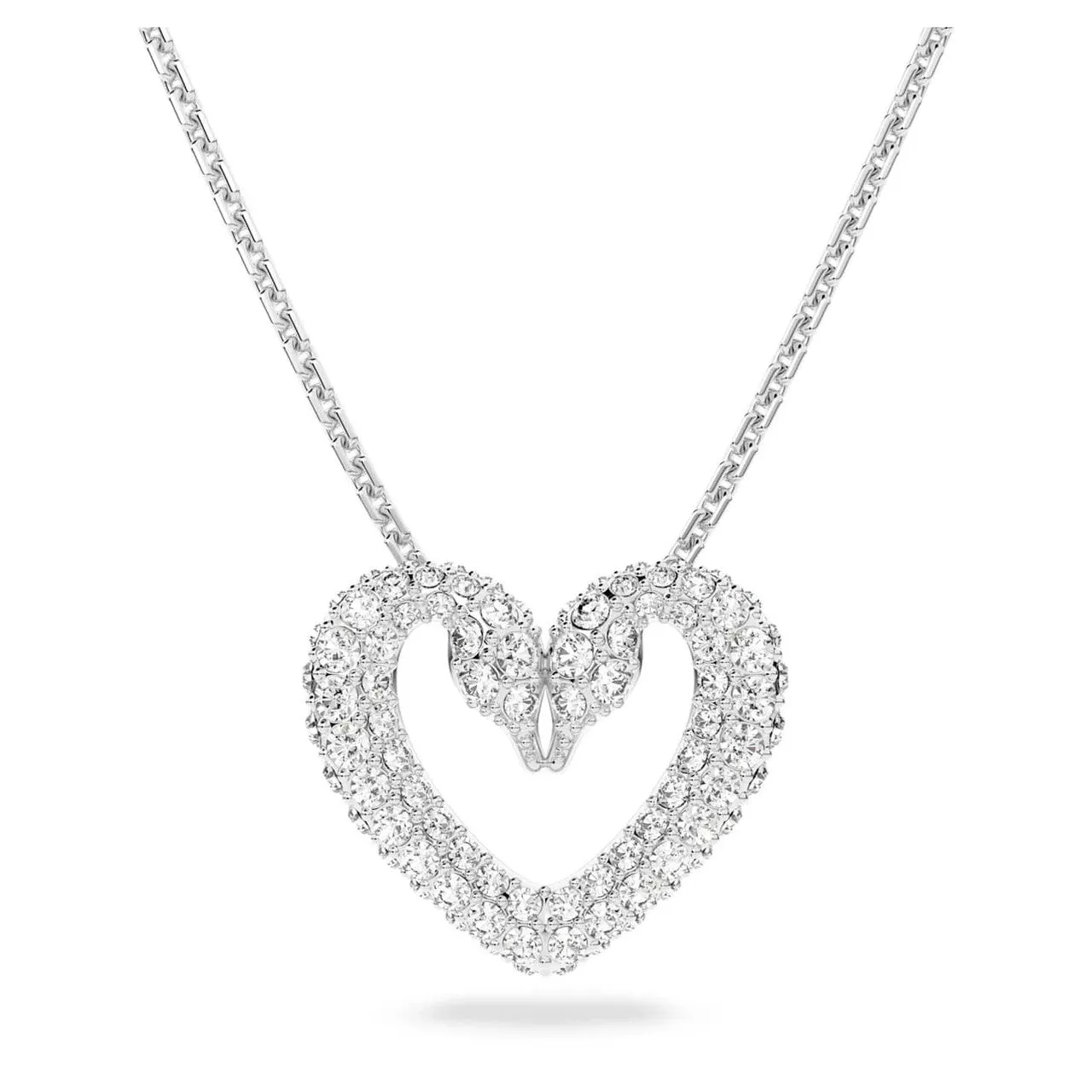 Swarovski Crystal Una Pendant, Heart, Small, White, Rhodium Plated -5625533