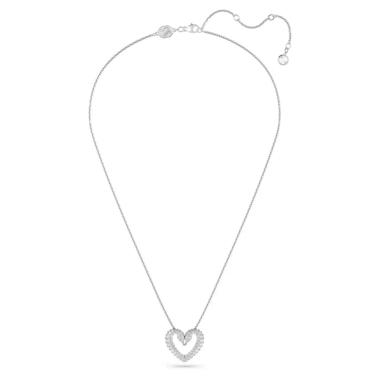 Swarovski Crystal Una Pendant, Heart, Small, White, Rhodium Plated -5625533