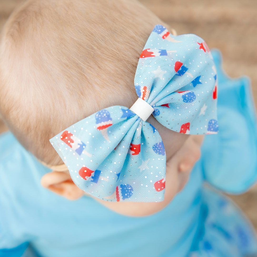 Sweet Wink Bomb Pop Tulle Bow Baby Headband