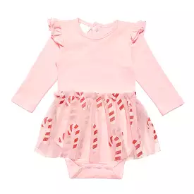 Sweet Wink - Candy Cane Christmas Long sleeve Tutu Bodysuit