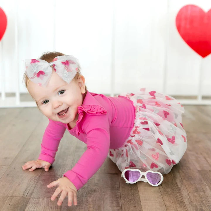 Sweet Wink - Glitter Hearts Long Sleeve Tutu Bodysuit