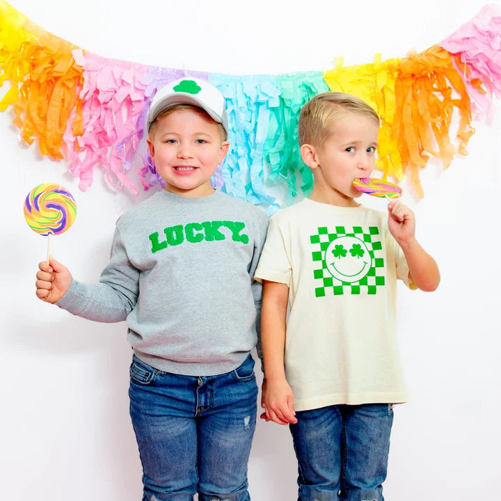 Sweet Wink - Lucky Boy Patch St. Patrick's Day Sweatshirt - Gray