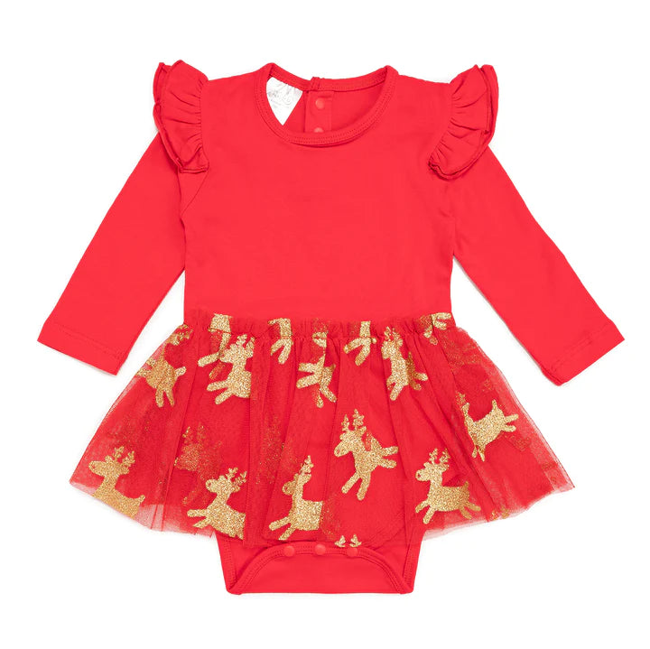 Sweet Wink -  Reindeer Long sleeve Tutu Bodysuit