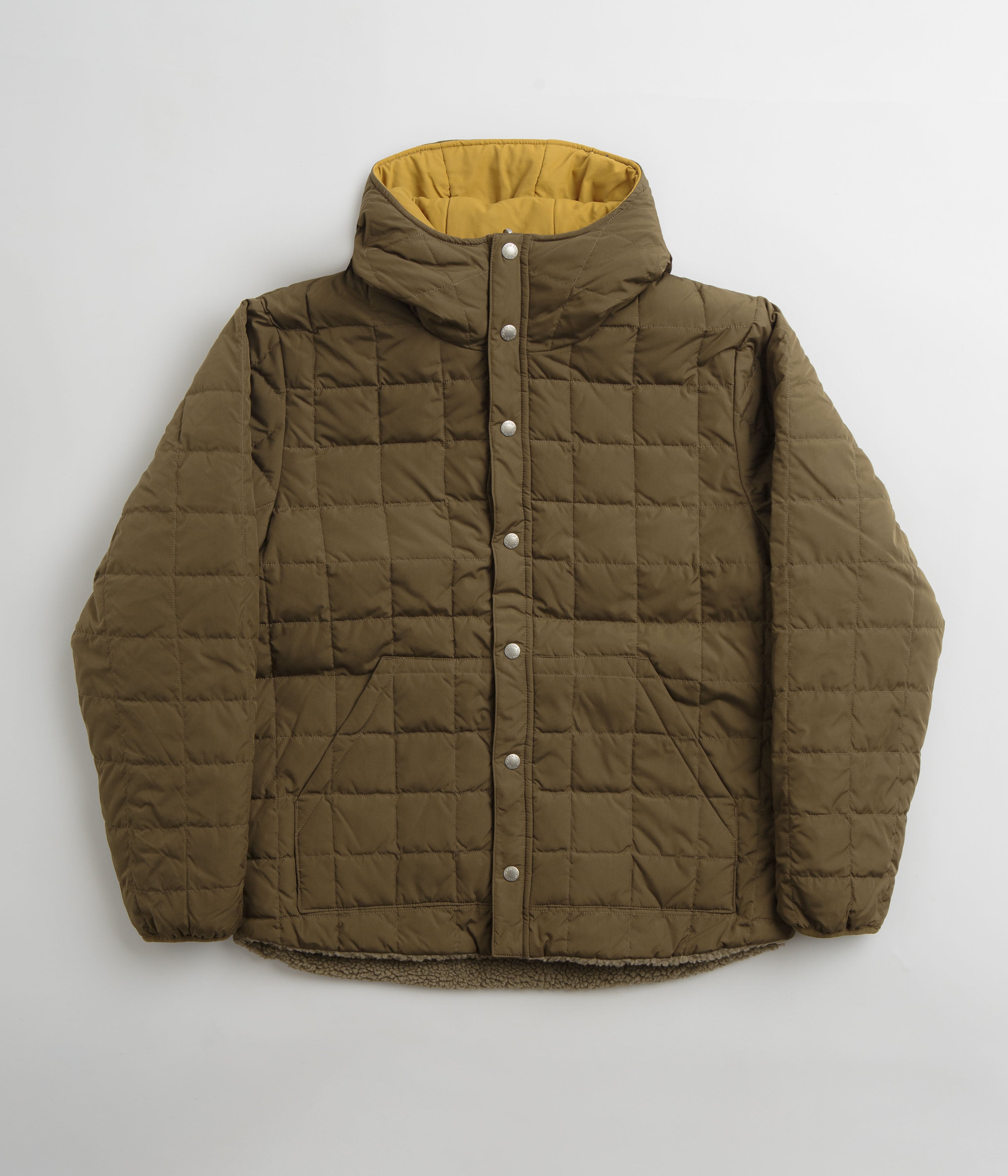 Taion Reversible Down Hooded Jacket - Olive / Camel / Beige