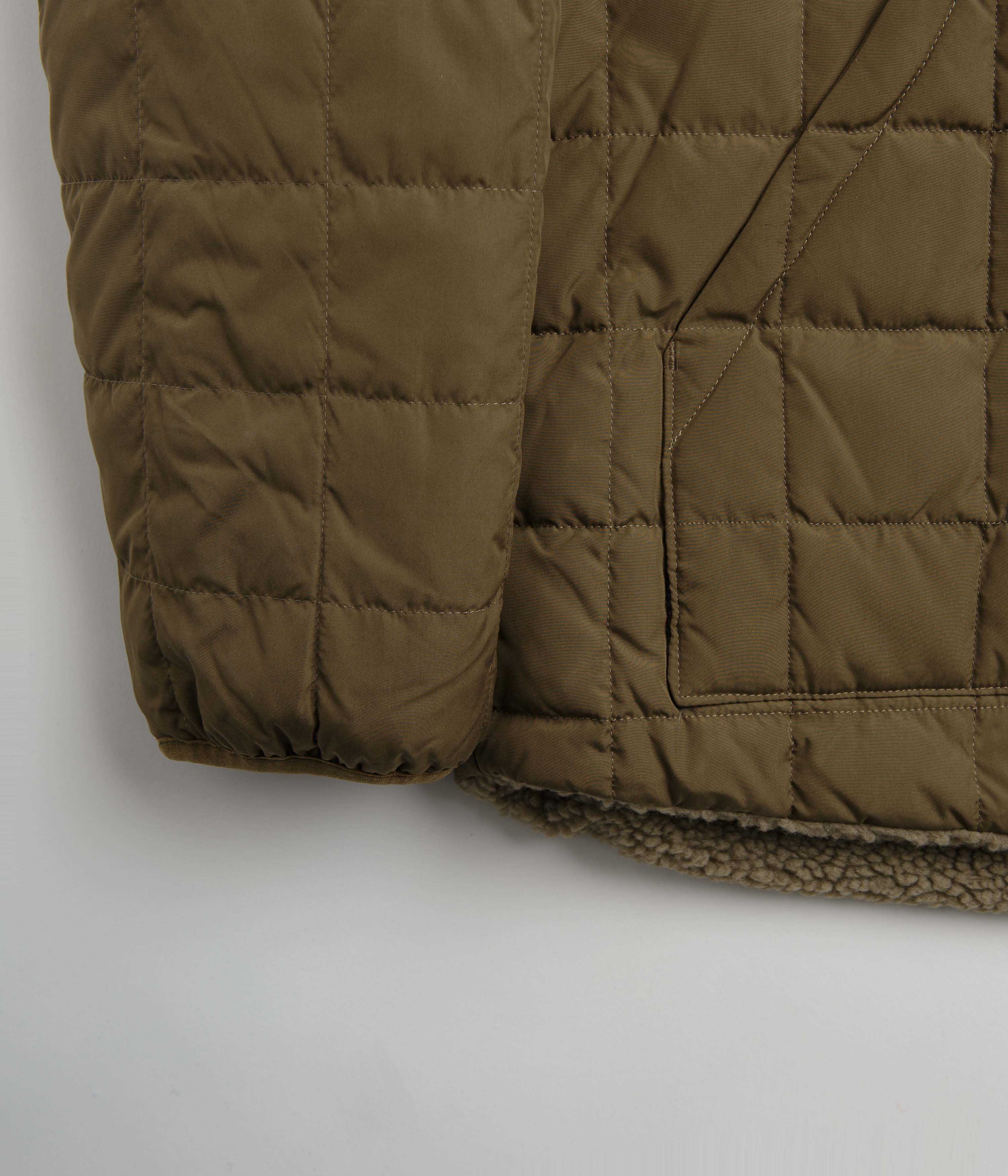 Taion Reversible Down Hooded Jacket - Olive / Camel / Beige