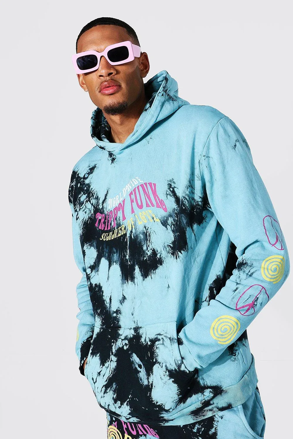 Tall Oversized Trippy Funk Tie Dye Hoodie