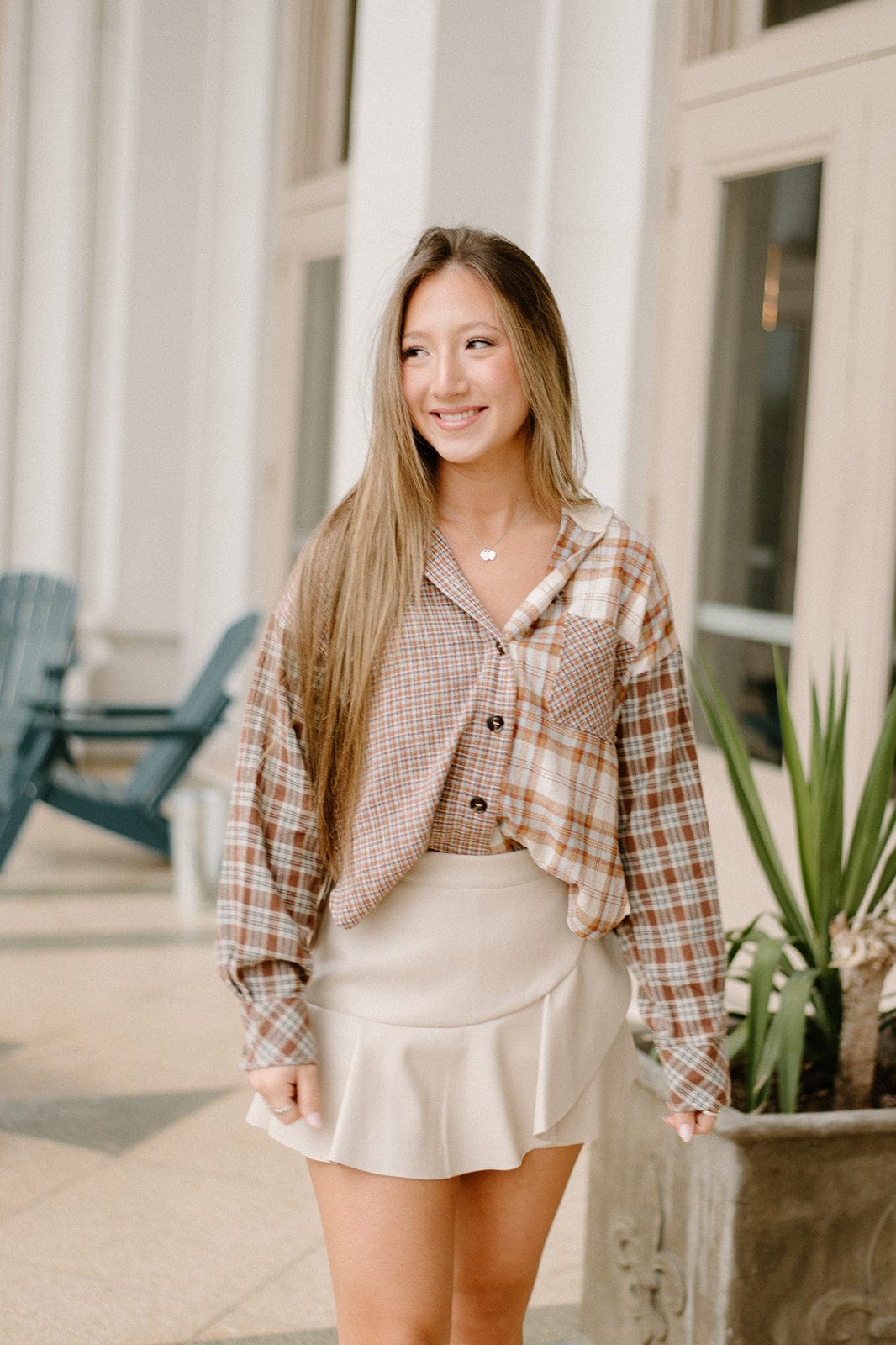 Taupe Plaid Hooded Flannel