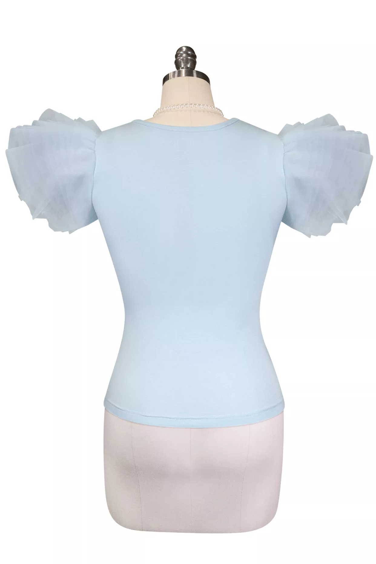 Tea Rose Tulle Sleeve Top (Blue)