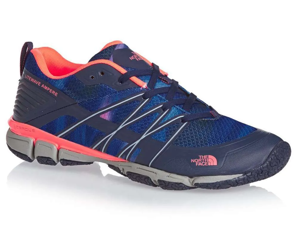 The North Face Womens Litewave Ampere Shoes Patriot Blue Print/Tropical Coral