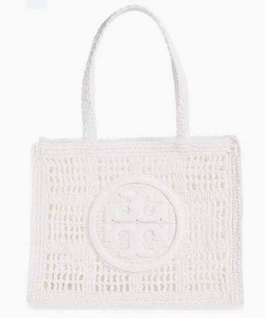 Tory Burch Ella Hand Crocheted Small Tote - White