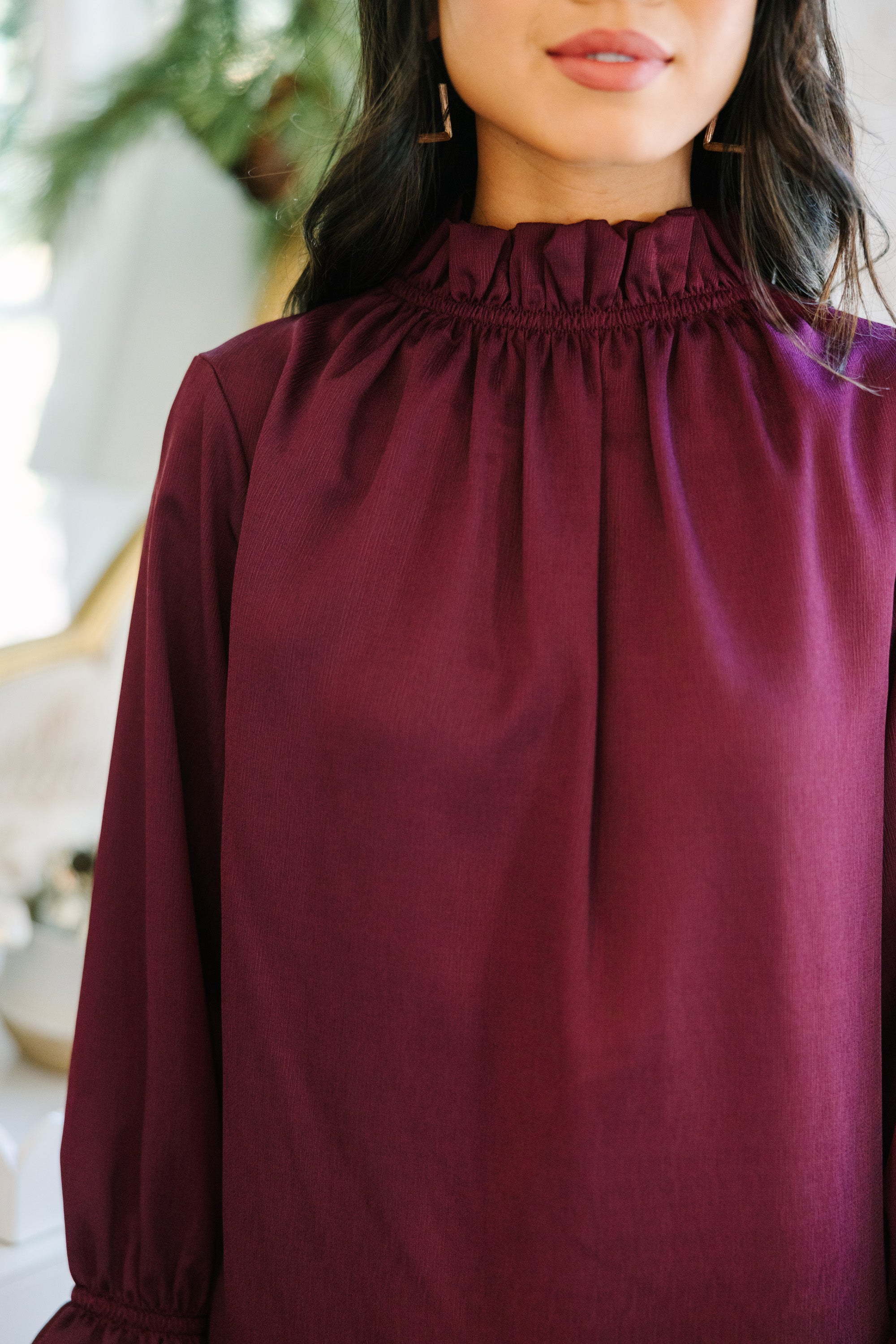 Tried and True Plum Purple Ruffled Blouse