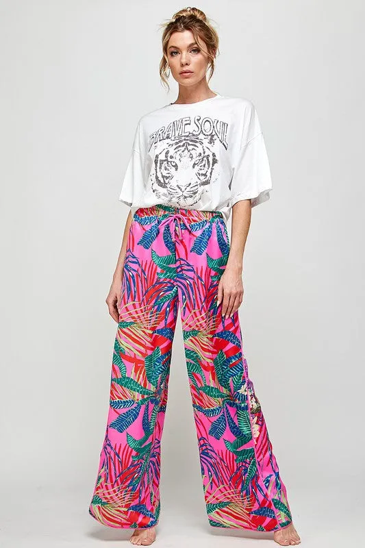 Tropicana Print Wide Leg Pants