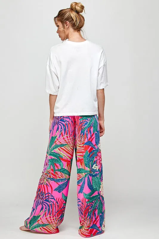 Tropicana Print Wide Leg Pants