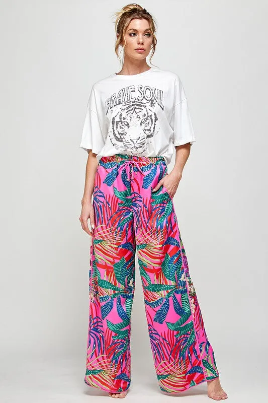 Tropicana Print Wide Leg Pants