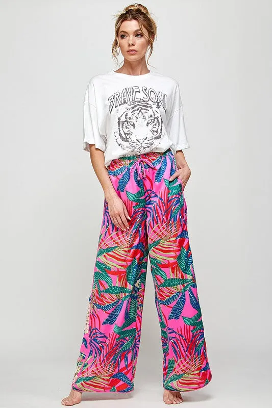 Tropicana Print Wide Leg Pants