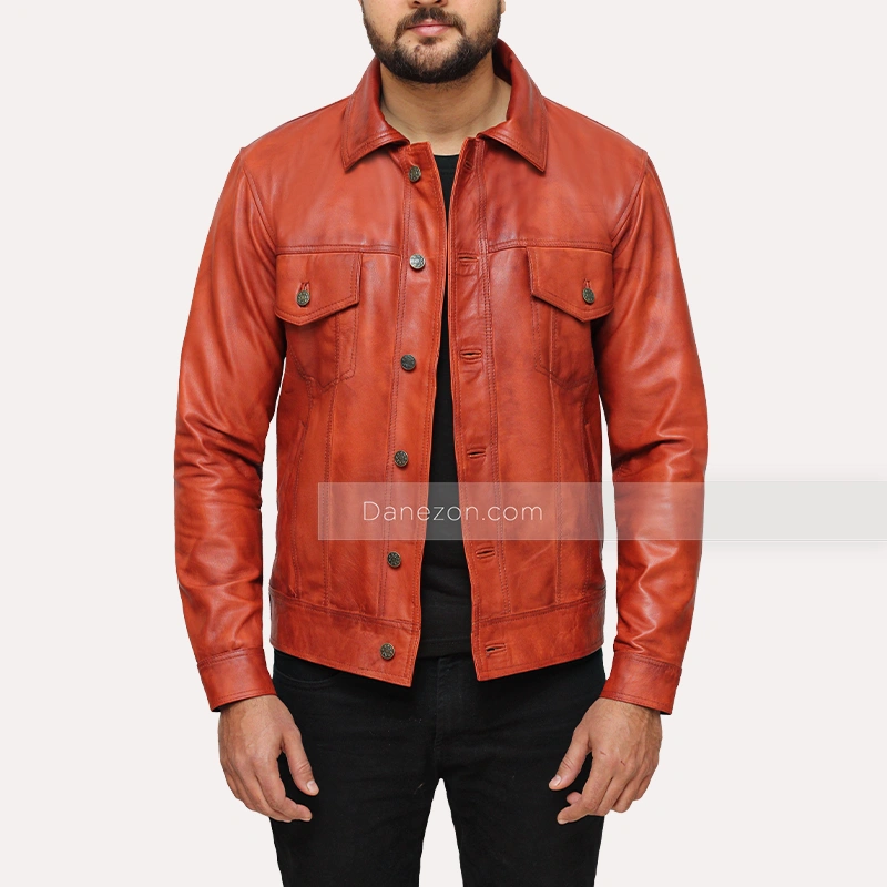 Trucker Leather Jacket | Mens Trucker Brown Leather Jacket