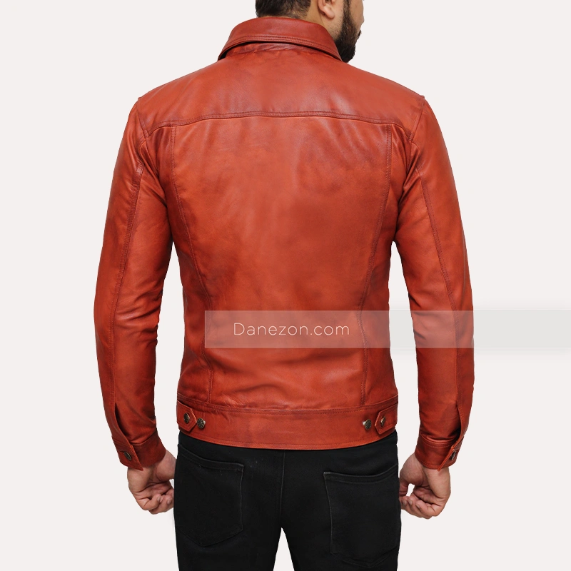 Trucker Leather Jacket | Mens Trucker Brown Leather Jacket