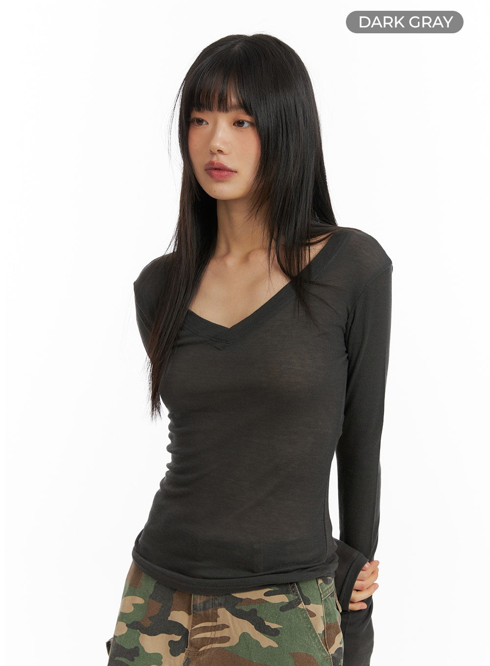 V-Neck Back Cut Out Long Sleeve CM412