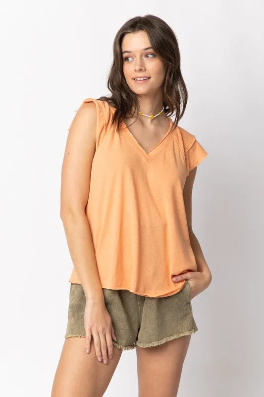 V-Neck Flutter Sleeve Tee