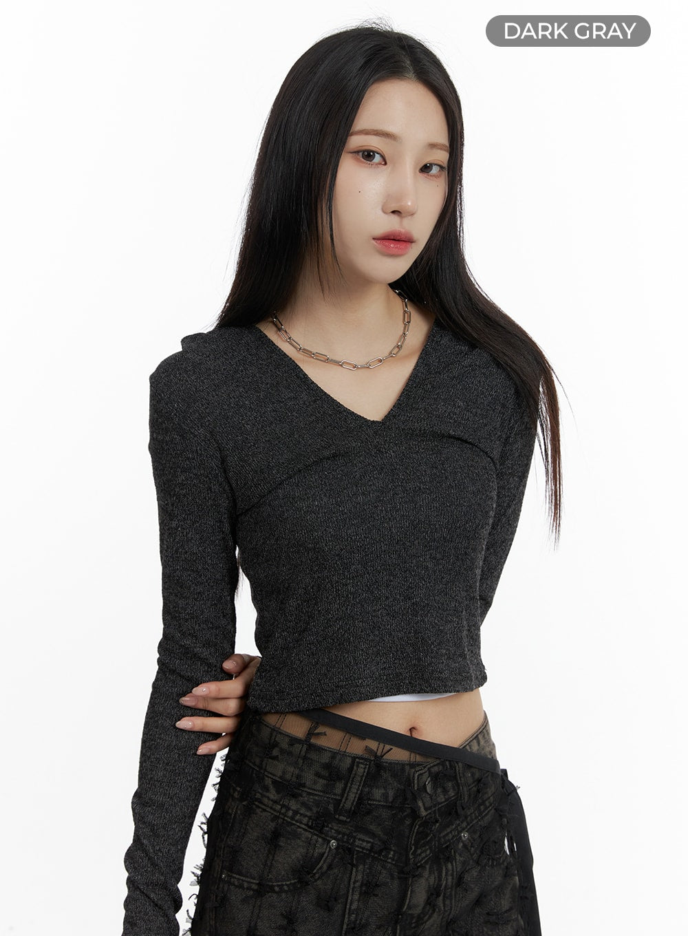 V-Neck Hooded Crop Top CF429