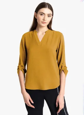 V-Neck Sleeve Turnup Top