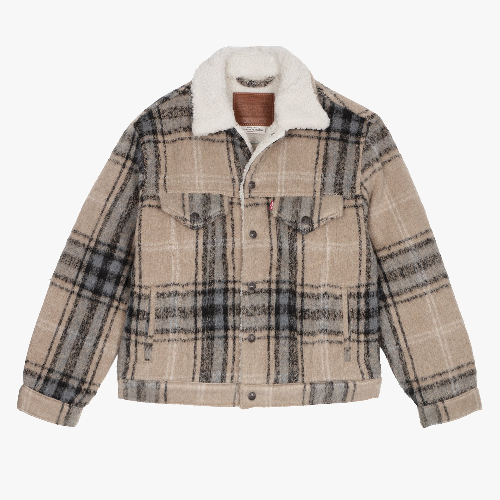 VESTE LEVI’S SHERPA TRUCKER CAMEL BLUE PLAID