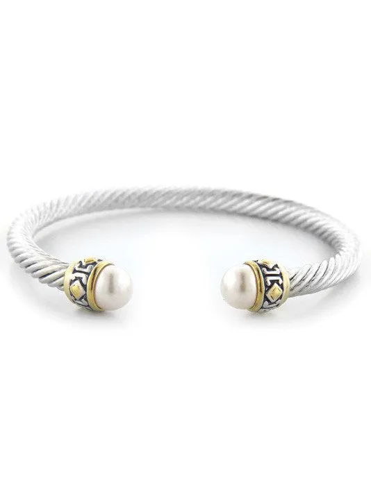 White Pearl Small Plain Rope Bracelet by John Medeiros