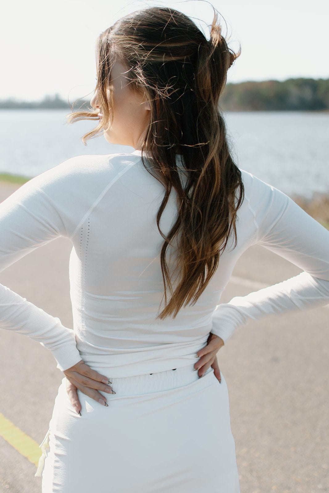 White Seamless Long Sleeve Top