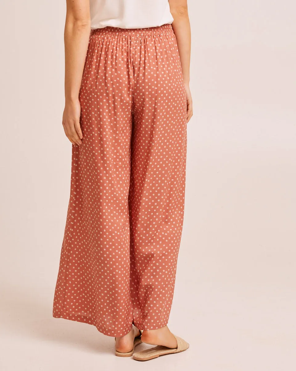 Wide Leg Post Pregnancy Pants - Rust Dot