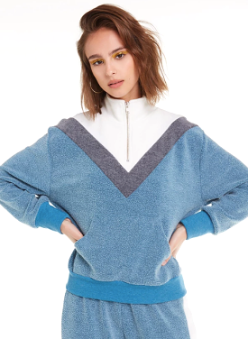 Wildfox Blocked Soto Warm-Up Sweater Jewel