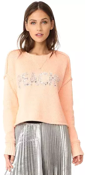 Wildfox Peachy Rhinestones Crop Sweater