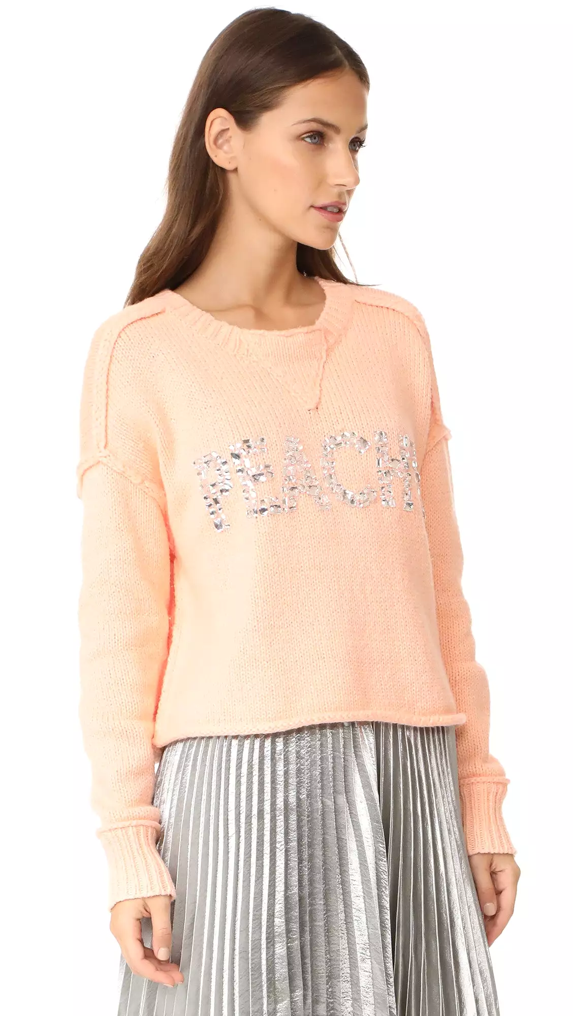 Wildfox Peachy Rhinestones Crop Sweater