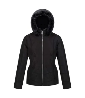 Womens/ladies wildrose baffled padded hooded jacket black Regatta