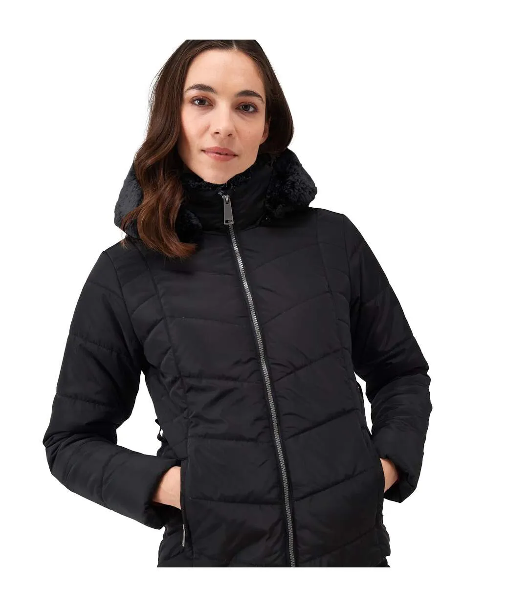 Womens/ladies wildrose baffled padded hooded jacket black Regatta