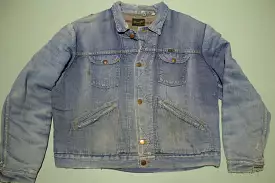 Wrangler 70's Blanket Flannel Lined Distressed Denim Trucker Jean Jacket