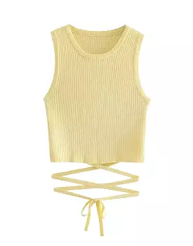 Yellow Rib Knit Cropped Top